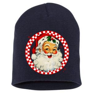 Retro Santa Claus Christmas Festive Cute Short Acrylic Beanie