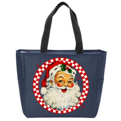 Retro Santa Claus Christmas Festive Cute Zip Tote Bag