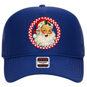 Retro Santa Claus Christmas Festive Cute High Crown Mesh Back Trucker Hat