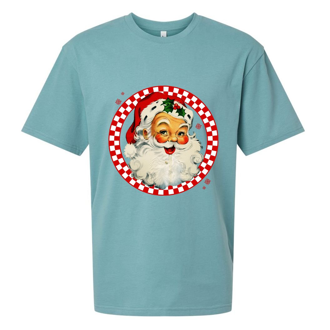 Retro Santa Claus Christmas Festive Cute Sueded Cloud Jersey T-Shirt
