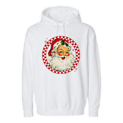 Retro Santa Claus Christmas Festive Cute Garment-Dyed Fleece Hoodie