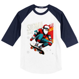 Retro Sigma Claus Funny Santa Clause Skating Board Xmas Baseball Sleeve Shirt