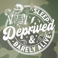 Retro Sleep Deprived Barely Alive Funny Skeleton Halloween Legacy Tie Dye Trucker Hat