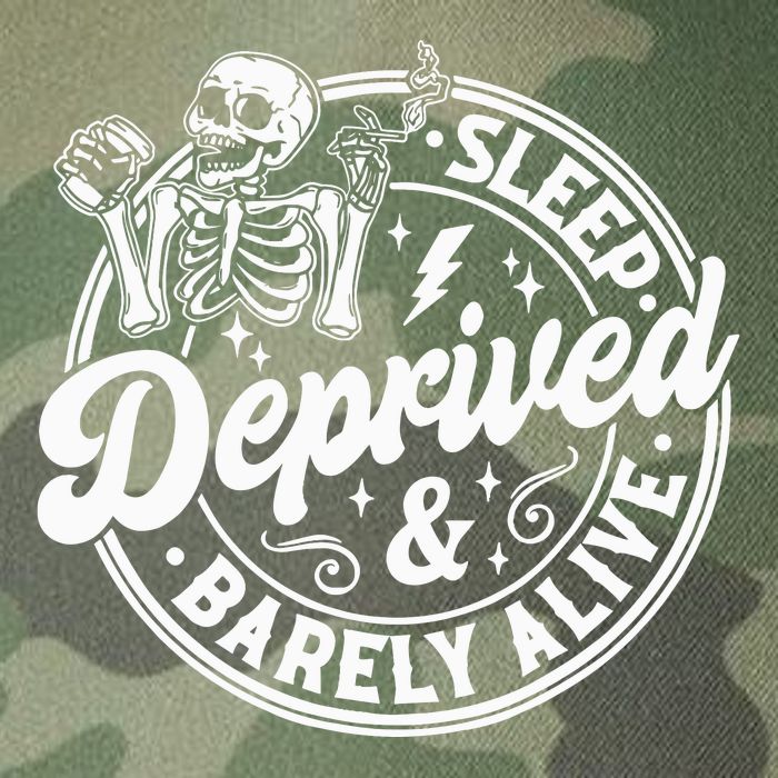 Retro Sleep Deprived Barely Alive Funny Skeleton Halloween Legacy Tie Dye Trucker Hat
