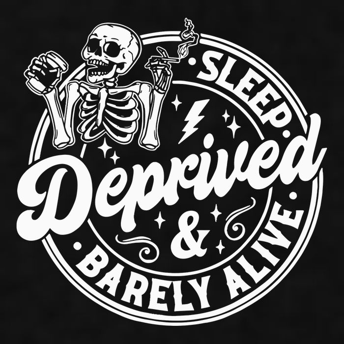 Retro Sleep Deprived Barely Alive Funny Skeleton Halloween Ladies PosiCharge Tri-Blend Wicking Tank