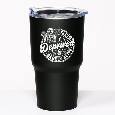 Retro Sleep Deprived Barely Alive Funny Skeleton Halloween Tumbler