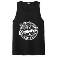 Retro Sleep Deprived Barely Alive Funny Skeleton Halloween PosiCharge Competitor Tank