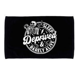 Retro Sleep Deprived Barely Alive Funny Skeleton Halloween Microfiber Hand Towel