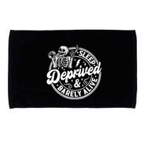 Retro Sleep Deprived Barely Alive Funny Skeleton Halloween Microfiber Hand Towel