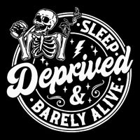 Retro Sleep Deprived Barely Alive Funny Skeleton Halloween Cropped Pullover Crew