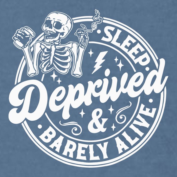 Retro Sleep Deprived Barely Alive Funny Skeleton Halloween Garment-Dyed Sweatshirt