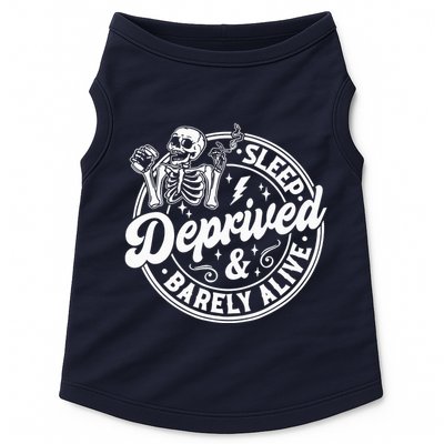 Retro Sleep Deprived Barely Alive Funny Skeleton Halloween Doggie Tank