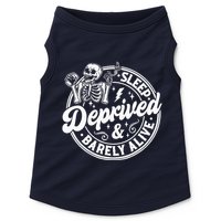 Retro Sleep Deprived Barely Alive Funny Skeleton Halloween Doggie Tank