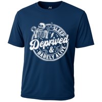 Retro Sleep Deprived Barely Alive Funny Skeleton Halloween Performance Shirt