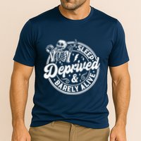 Retro Sleep Deprived Barely Alive Funny Skeleton Halloween Performance Shirt