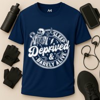 Retro Sleep Deprived Barely Alive Funny Skeleton Halloween Performance Shirt