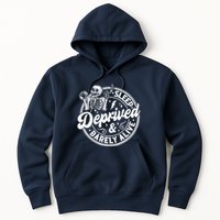 Retro Sleep Deprived Barely Alive Funny Skeleton Halloween Hoodie