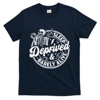Retro Sleep Deprived Barely Alive Funny Skeleton Halloween T-Shirt