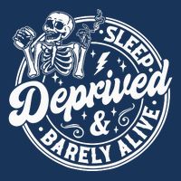 Retro Sleep Deprived Barely Alive Funny Skeleton Halloween T-Shirt