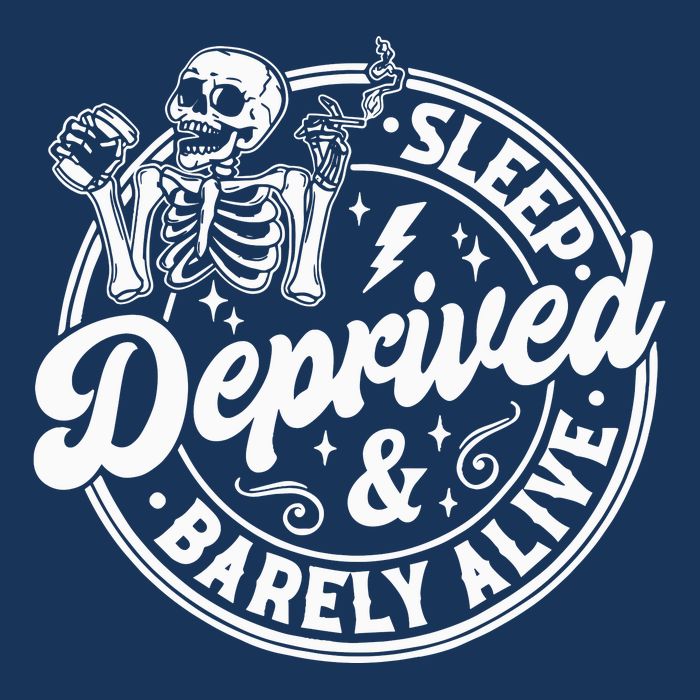 Retro Sleep Deprived Barely Alive Funny Skeleton Halloween T-Shirt