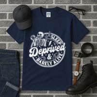 Retro Sleep Deprived Barely Alive Funny Skeleton Halloween Tall T-Shirt