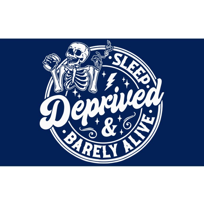 Retro Sleep Deprived Barely Alive Funny Skeleton Halloween Bumper Sticker