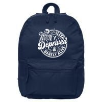 Retro Sleep Deprived Barely Alive Funny Skeleton Halloween 16 in Basic Backpack