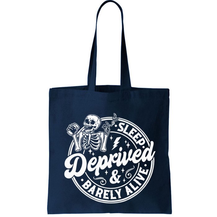 Retro Sleep Deprived Barely Alive Funny Skeleton Halloween Bag