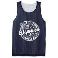 Retro Sleep Deprived Barely Alive Funny Skeleton Halloween Mesh Reversible Basketball Jersey Tank