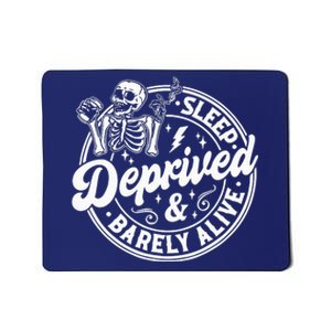 Retro Sleep Deprived Barely Alive Funny Skeleton Halloween Mousepad