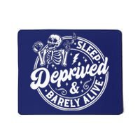 Retro Sleep Deprived Barely Alive Funny Skeleton Halloween Mousepad