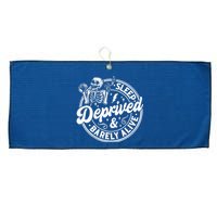 Retro Sleep Deprived Barely Alive Funny Skeleton Halloween Large Microfiber Waffle Golf Towel