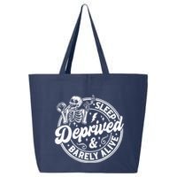 Retro Sleep Deprived Barely Alive Funny Skeleton Halloween 25L Jumbo Tote