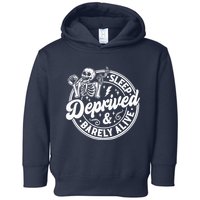 Retro Sleep Deprived Barely Alive Funny Skeleton Halloween Toddler Hoodie