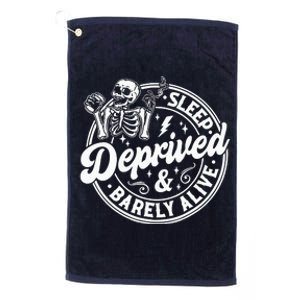 Retro Sleep Deprived Barely Alive Funny Skeleton Halloween Platinum Collection Golf Towel