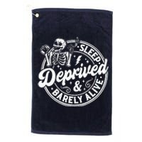 Retro Sleep Deprived Barely Alive Funny Skeleton Halloween Platinum Collection Golf Towel