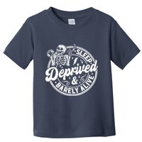 Retro Sleep Deprived Barely Alive Funny Skeleton Halloween Toddler T-Shirt