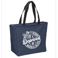 Retro Sleep Deprived Barely Alive Funny Skeleton Halloween Zip Tote Bag