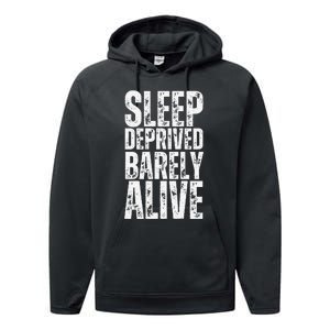 Retro Sleep Deprived Barely Alive Funny Halloween Performance Fleece Hoodie