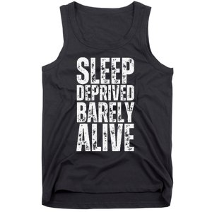 Retro Sleep Deprived Barely Alive Funny Halloween Tank Top