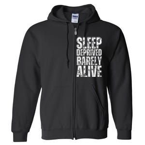 Retro Sleep Deprived Barely Alive Funny Halloween Full Zip Hoodie