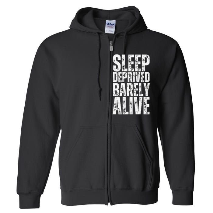 Retro Sleep Deprived Barely Alive Funny Halloween Full Zip Hoodie