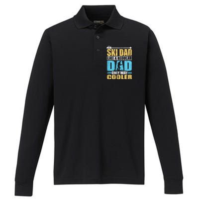 Retro Ski Dad Like A Regular Dad Only Way Cooler Sport Skiing Gift Skier Lover Performance Long Sleeve Polo