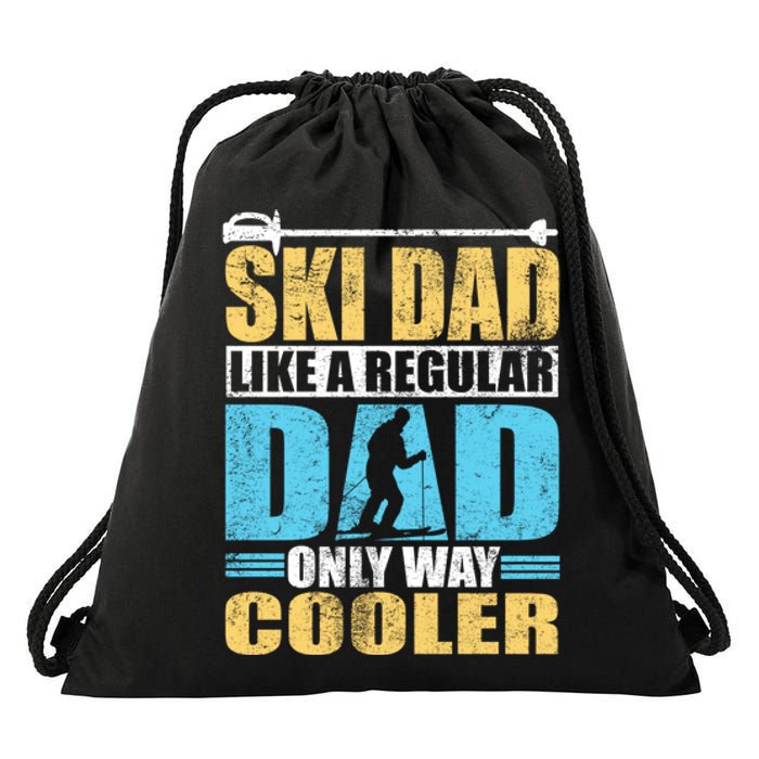 Retro Ski Dad Like A Regular Dad Only Way Cooler Sport Skiing Gift Skier Lover Drawstring Bag