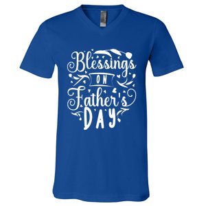 Retro Son Daughter Family Matching Blessing On Fathers Day Gift V-Neck T-Shirt