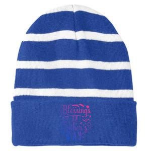 Retro Son Daughter Family Matching Blessing On Fathers Day Gift Striped Beanie with Solid Band