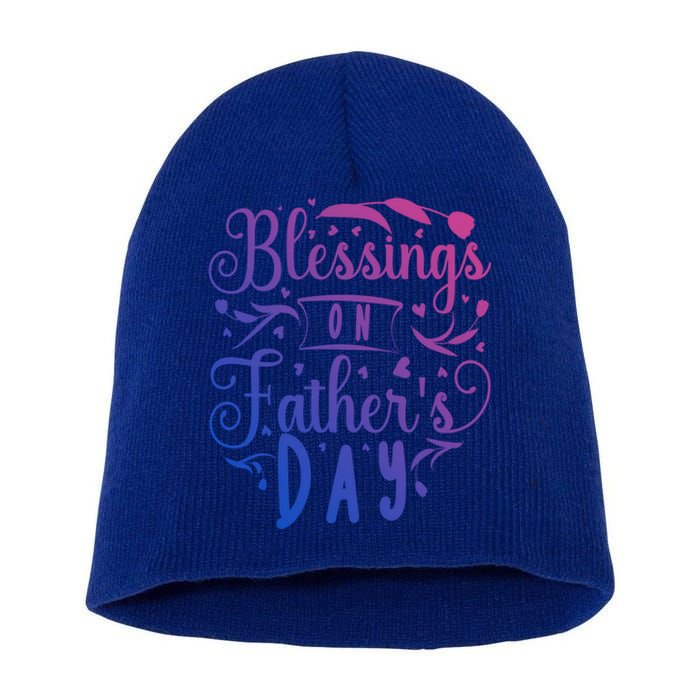 Retro Son Daughter Family Matching Blessing On Fathers Day Gift Short Acrylic Beanie