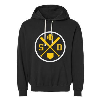 Retro San Diego Baseball Emblem Vintage Sd Garment-Dyed Fleece Hoodie