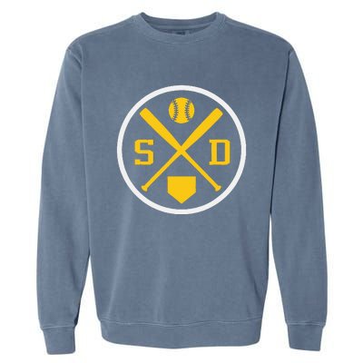 Retro San Diego Baseball Emblem Vintage Sd Garment-Dyed Sweatshirt