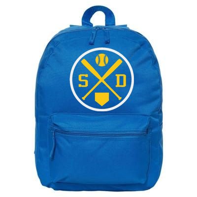 Retro San Diego Baseball Emblem Vintage Sd 16 in Basic Backpack